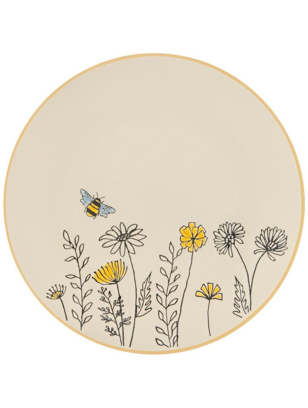 بشقاب فانتزی زنبور زرد گل زرد