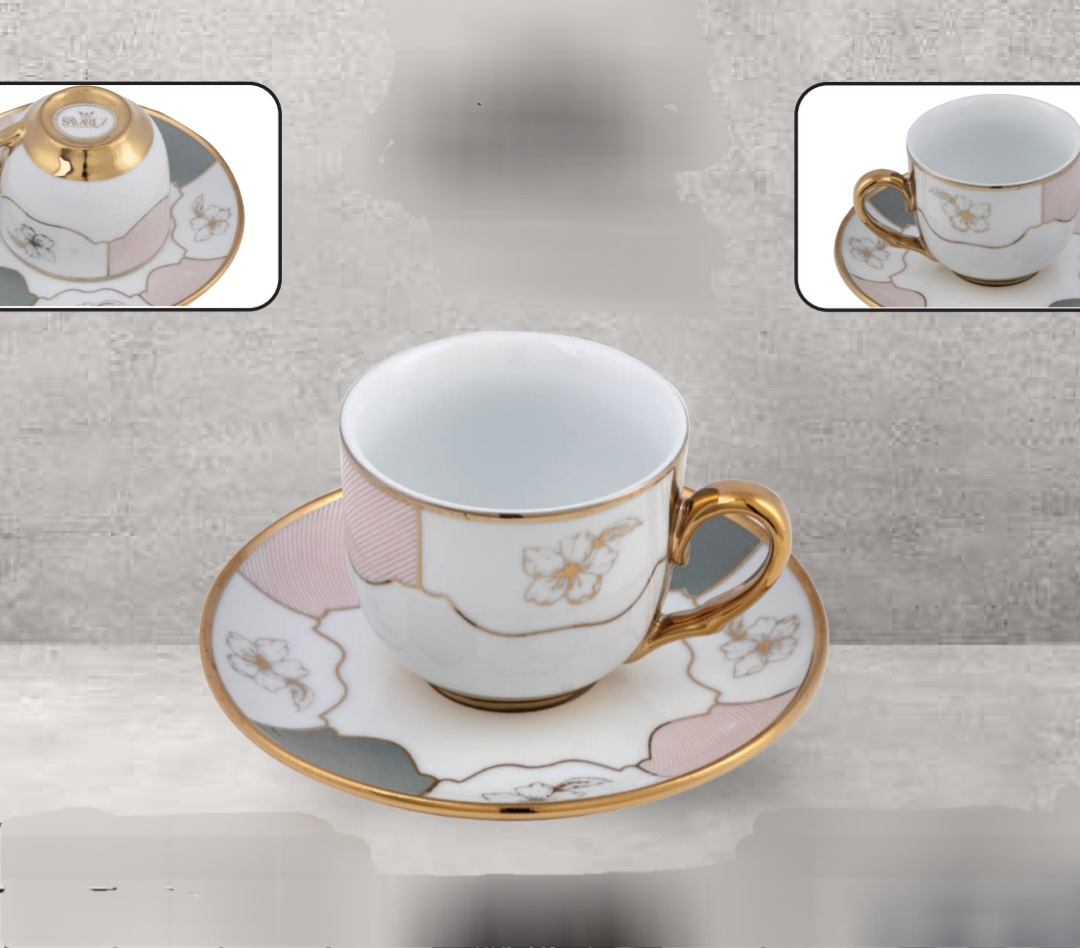 سرویس چای خوری چینی  ۶ نفره ساوانا طرح گل صورتی