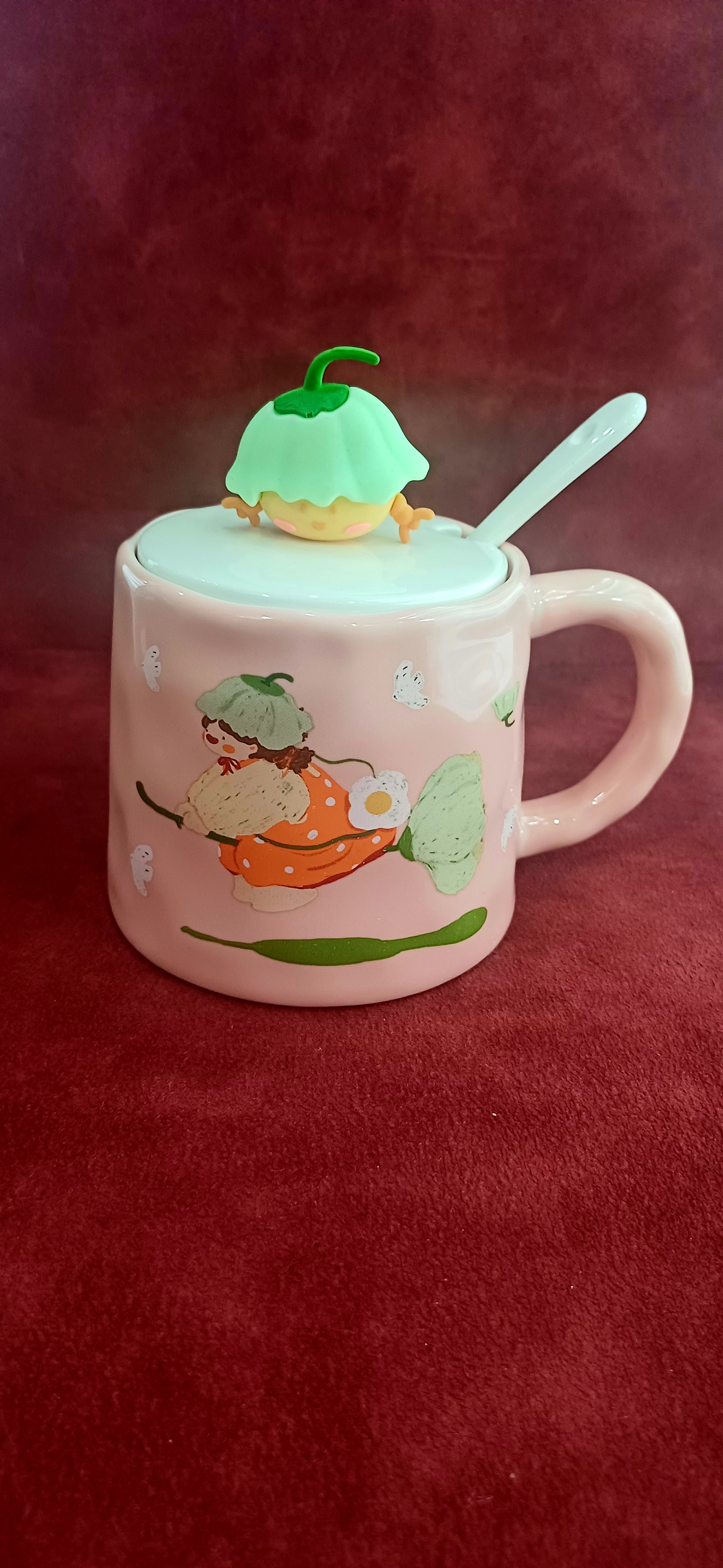 ماگ سرامیک درب دار فانتزی دخترانه