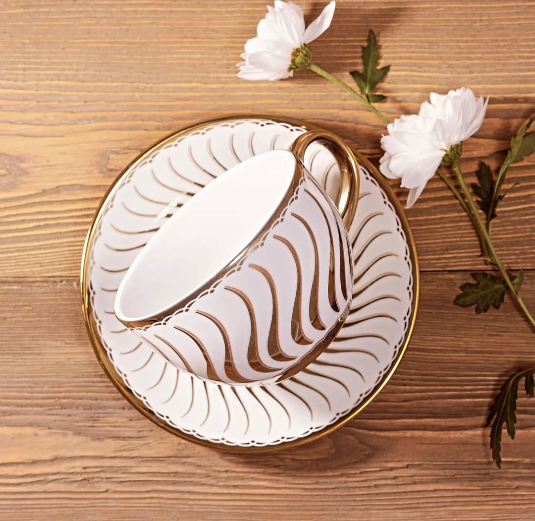 سرویس قهوه خوری ۶نفره ساوانا طرح راه راه