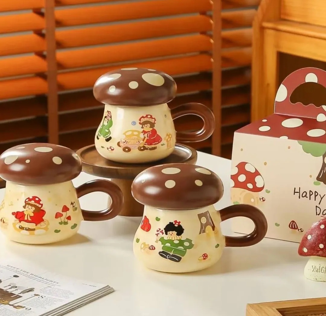 ماگ سرامیک درب دار قارچ سایز بزرگ