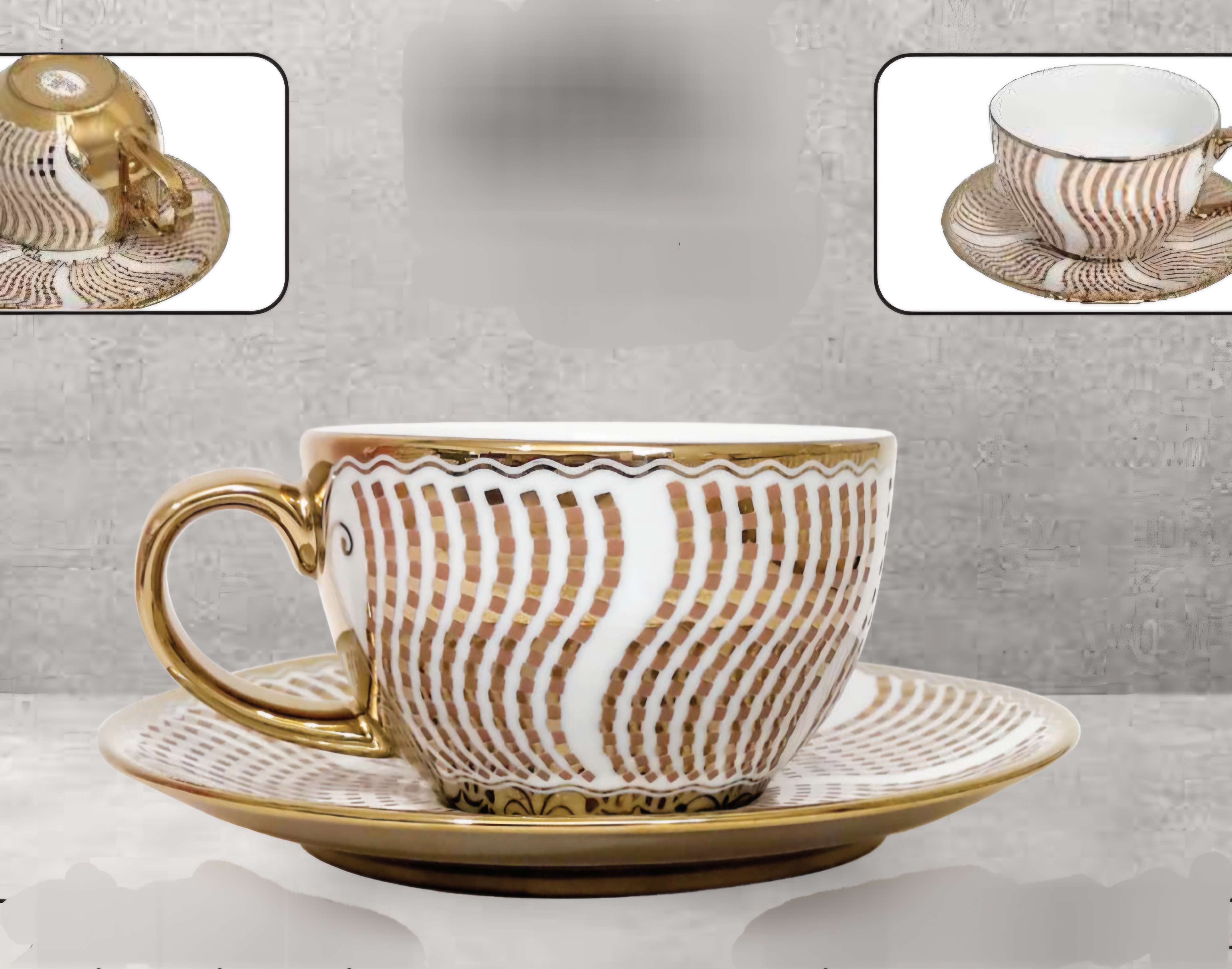 سرویس  قهوه خوری لوکس ساوانا ۶ نفره طرح خالدار