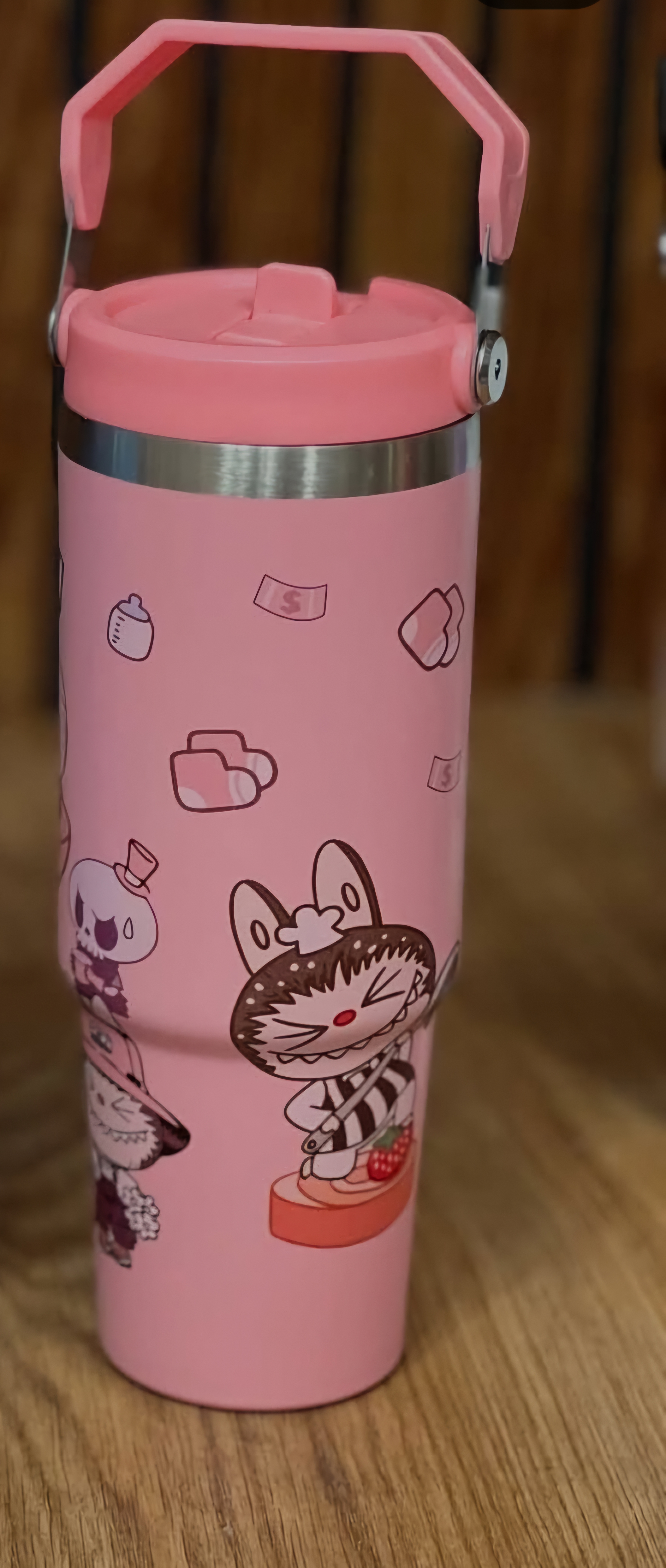 تامبلر سطلی لبوبو دسته دار همراه نی آسان نوش